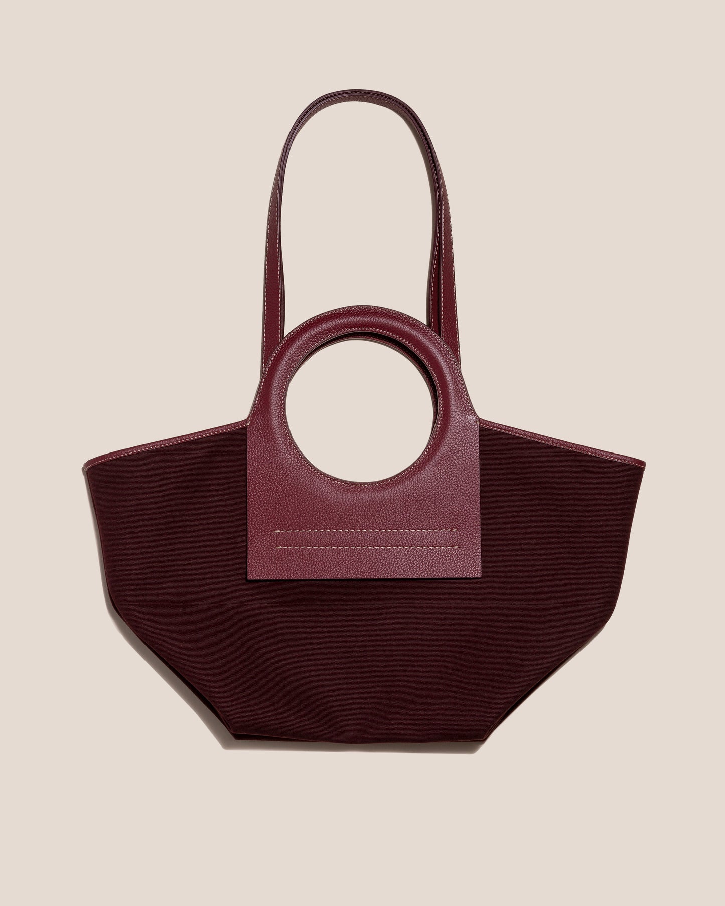 Totes bags Hereu - Cala small leather-trimmed canvas tote bag -  CALASMALLBEIGECHESTNUT