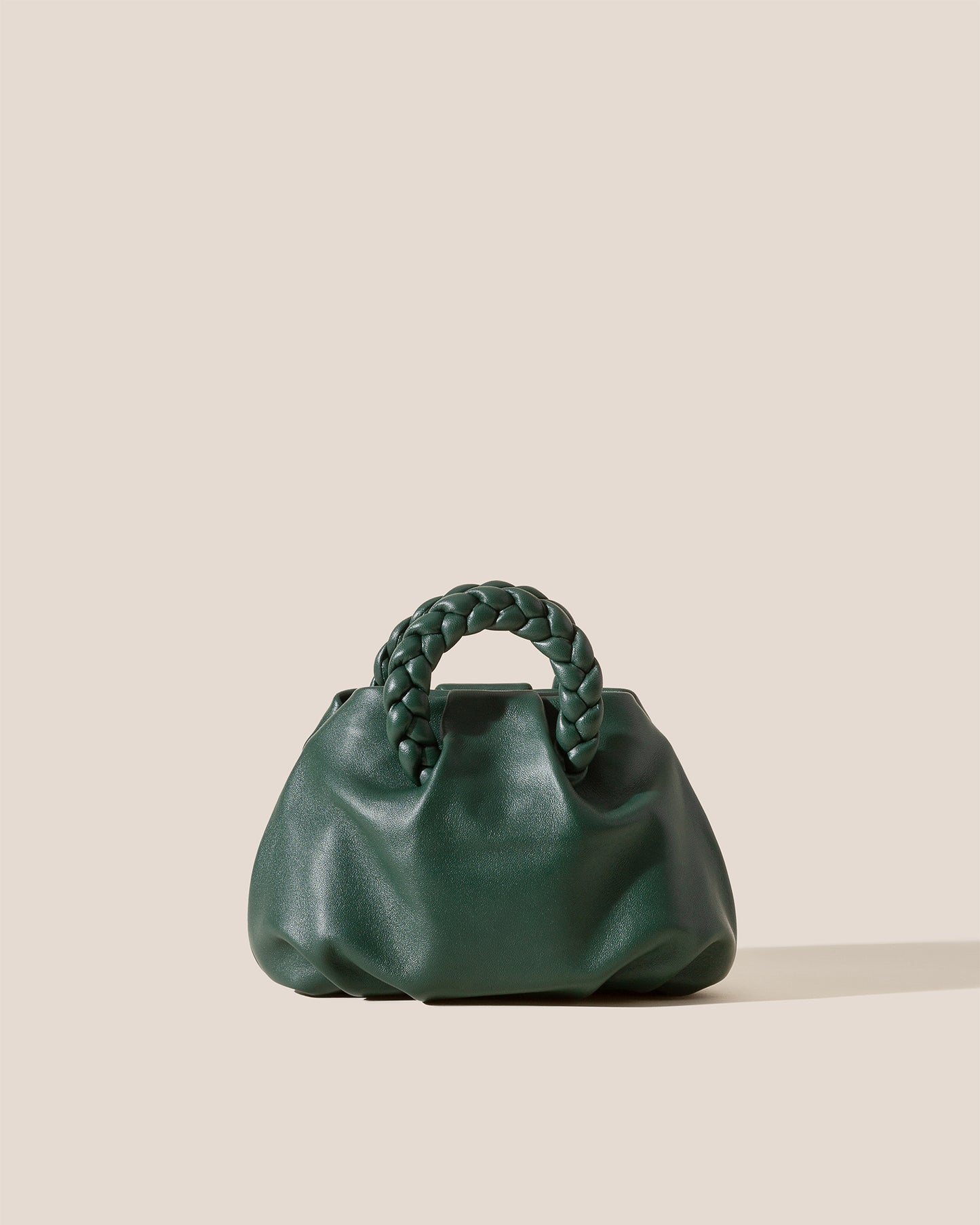 Hereu 'bombon' Dark Green Handbag With Braided Handles In Shiny Leather  Woman