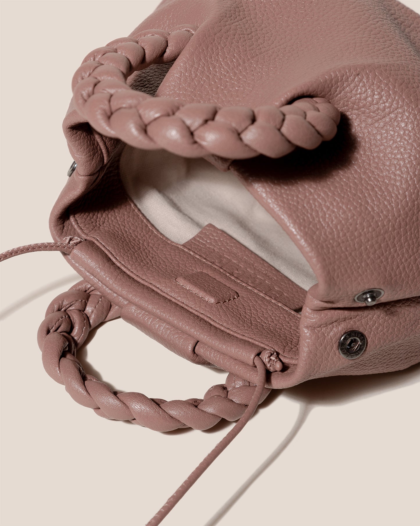 BOMBON GRAINY - Small Plaited-handle Leather Crossbody Bag