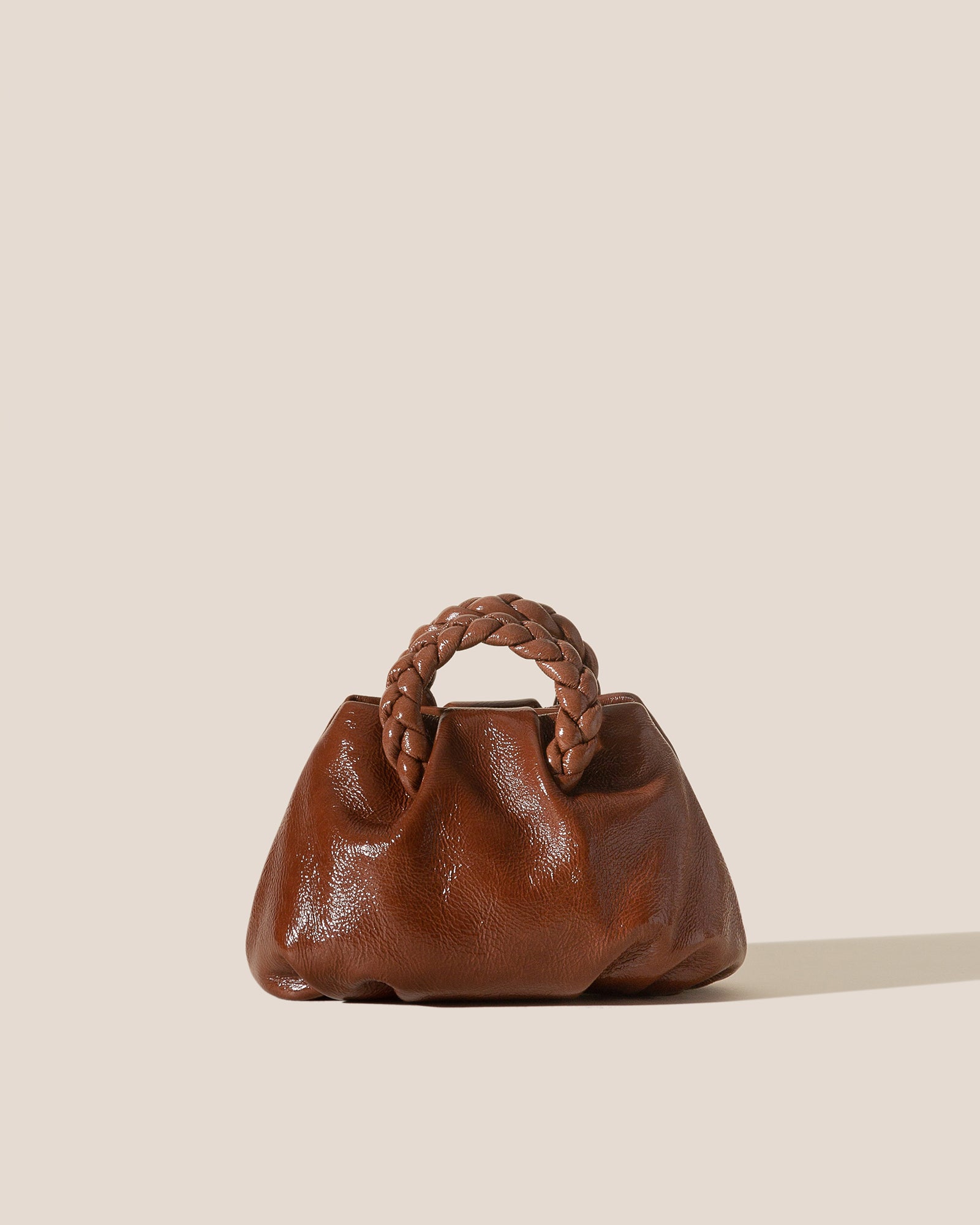 BOMBON CRINKLED GLOSSY - Small Plaited-handle Leather Crossbody Bag ...