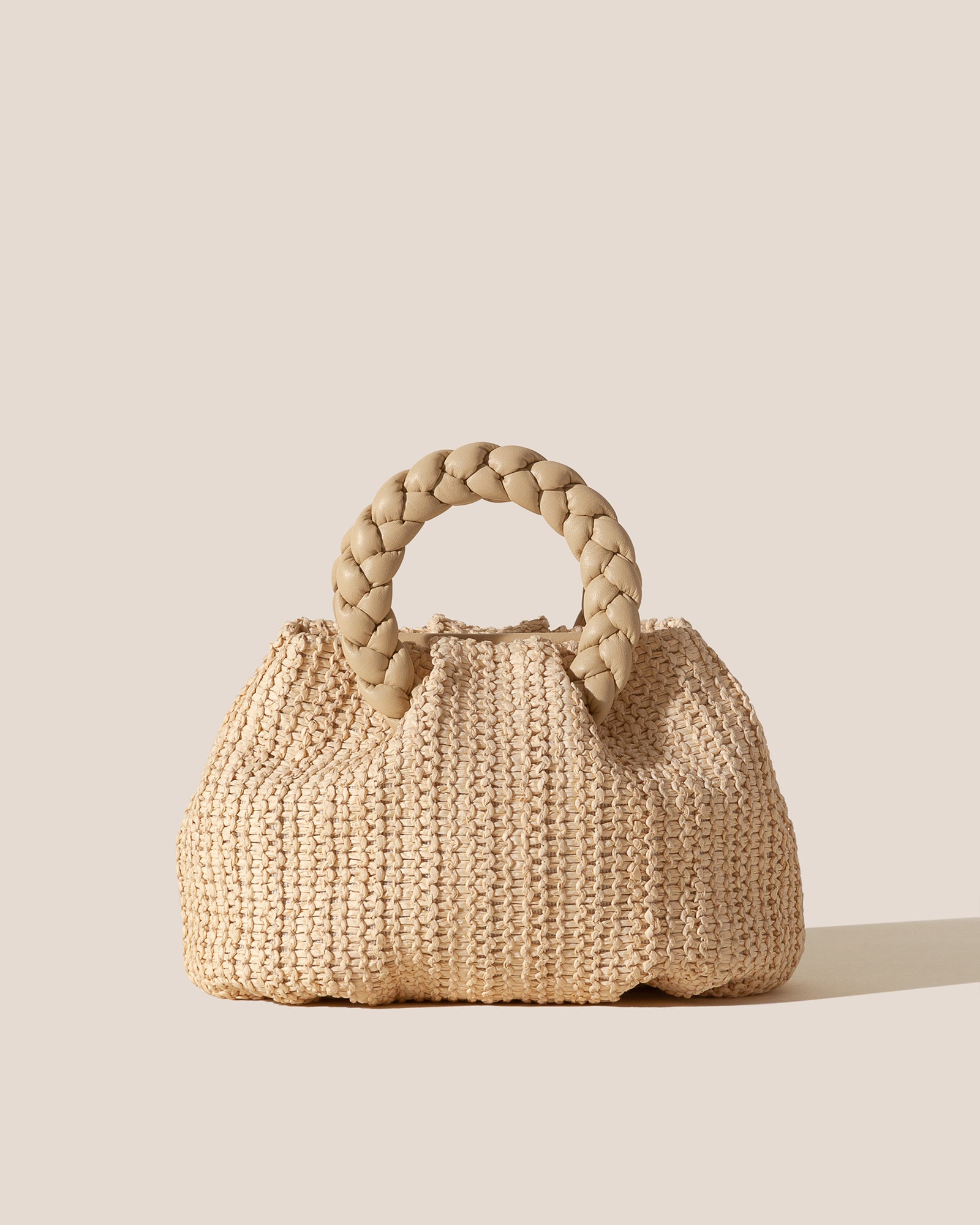 BOMBON M RAFFIA - Medium Plaited-handle Raffia Handbag