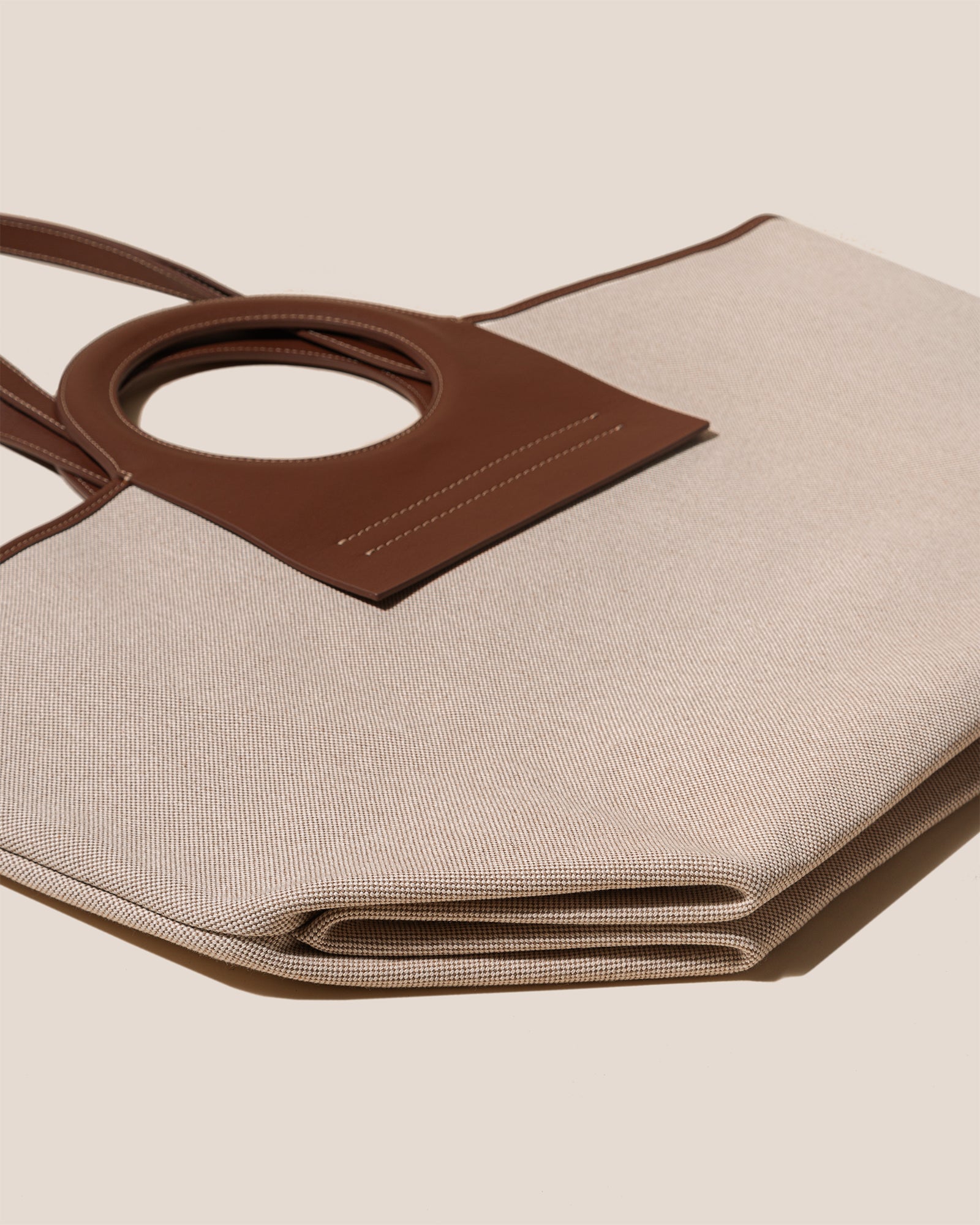 Canvas and leather outlet tote bag