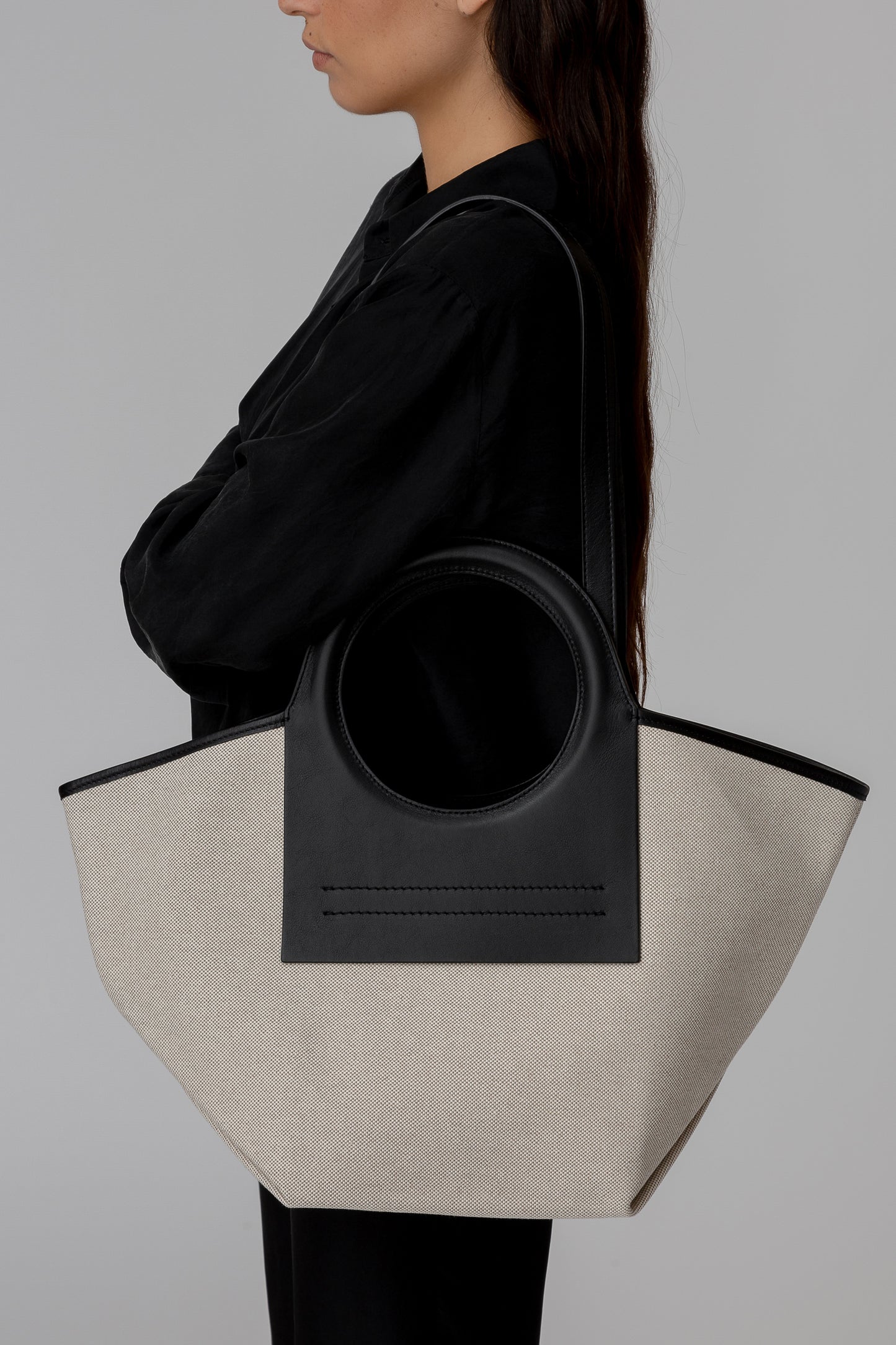 CALA S - Leather-trimmed Canvas Tote Bag