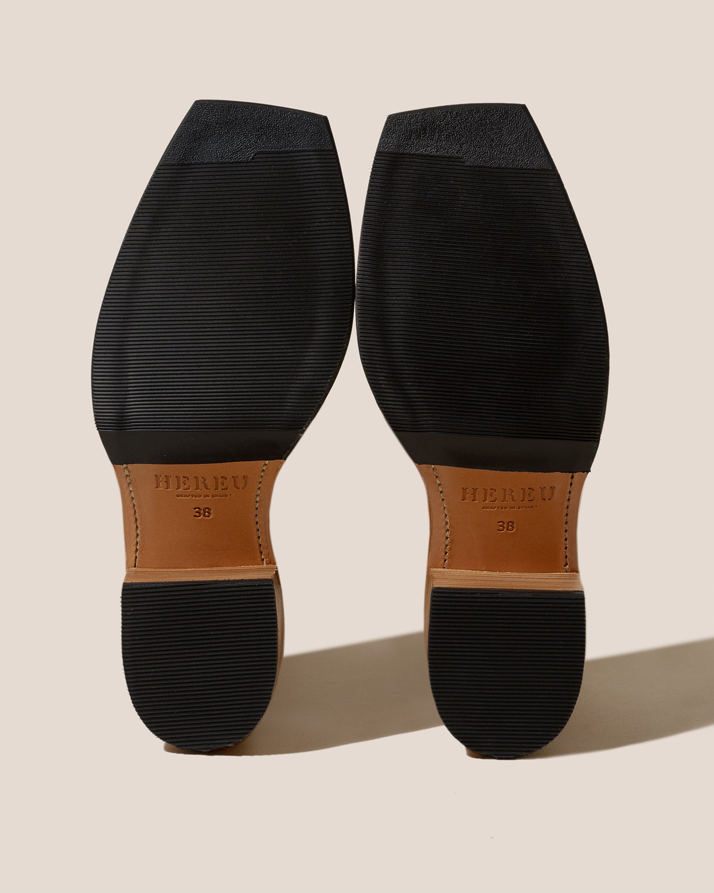AUMANDRA - Heeled Square-Toe Braided Detail Mid-Calf Boot