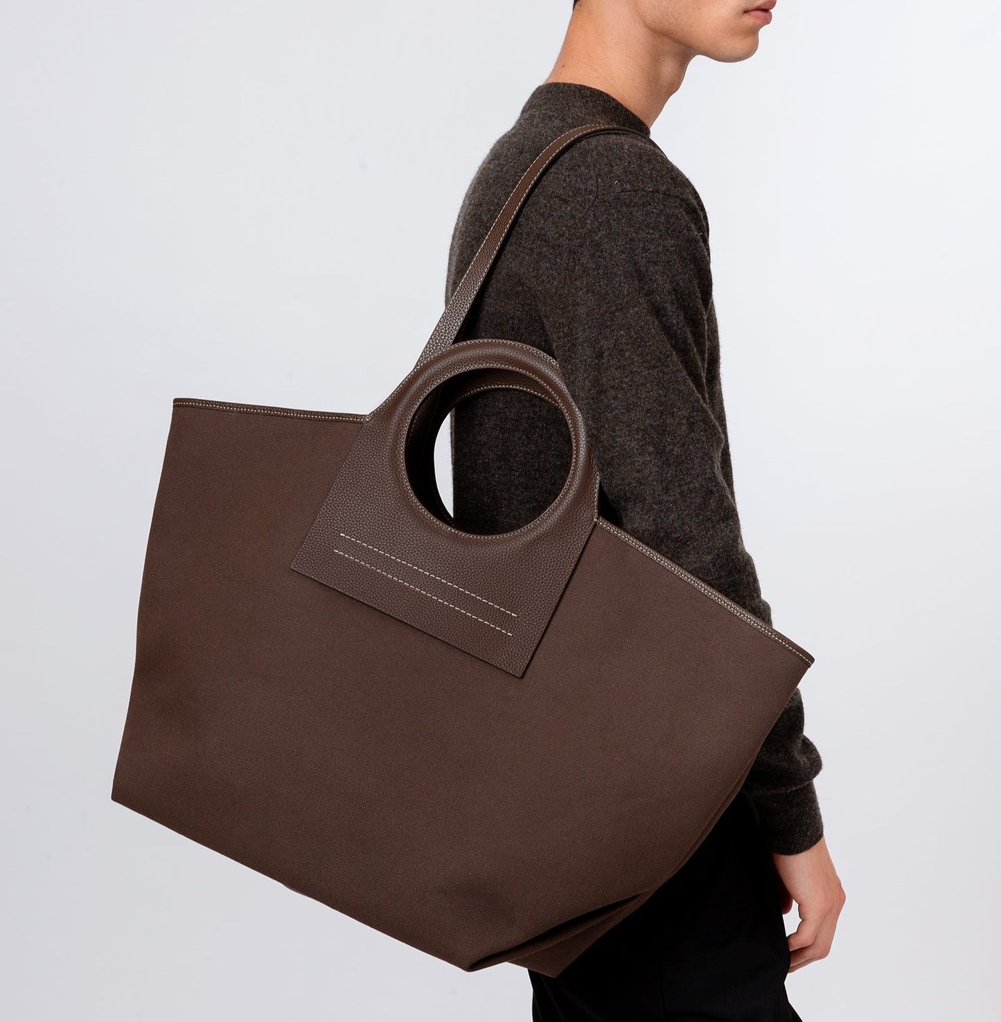 CALA L - Leather-trimmed Canvas Tote Bag