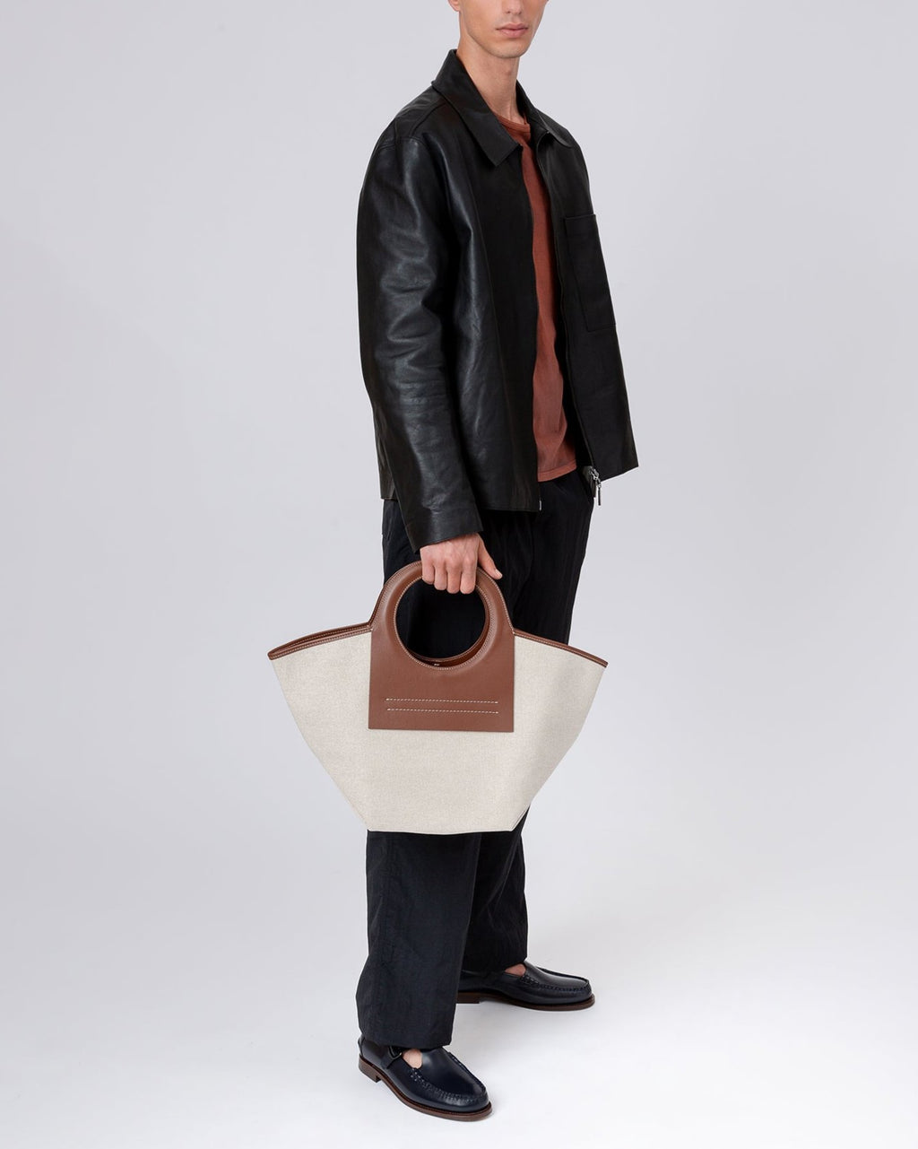 CALA S - Leather-trimmed Canvas Tote Bag
