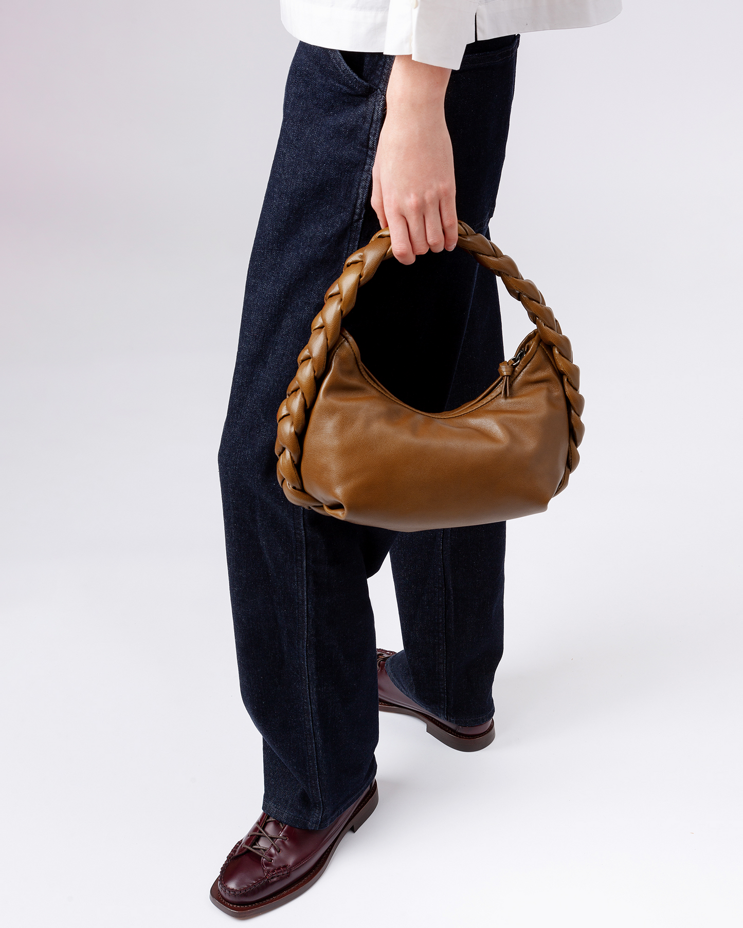 HEREU Espiga Mini Shiny Braided Top-Handle Bag