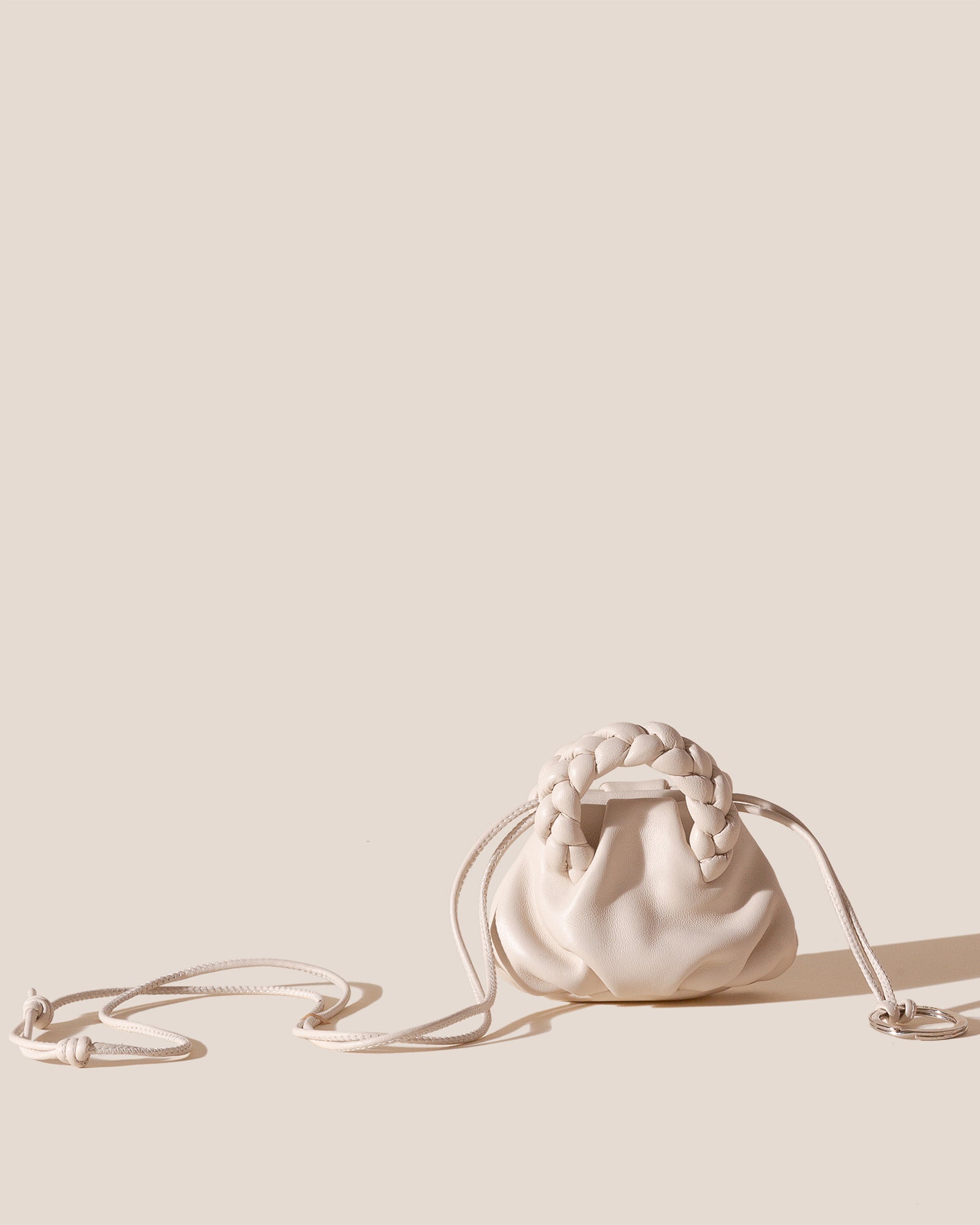 BOMBON MINI PURSE - Plaited-Handle Leather Keychain Purse