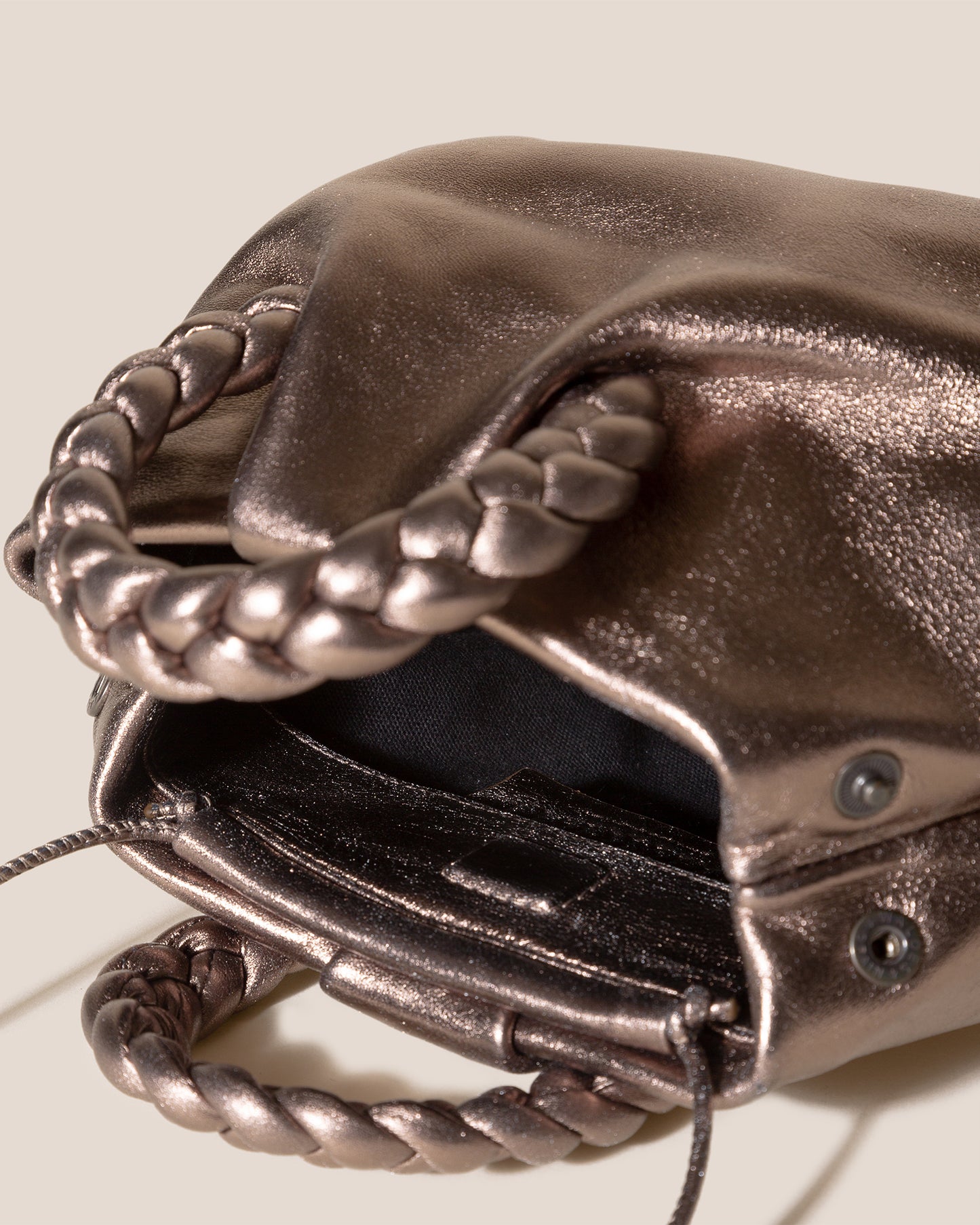 BOMBON CRINKLED GLOSSY - Small Plaited-handle Leather Crossbody Bag – Hereu  Studio