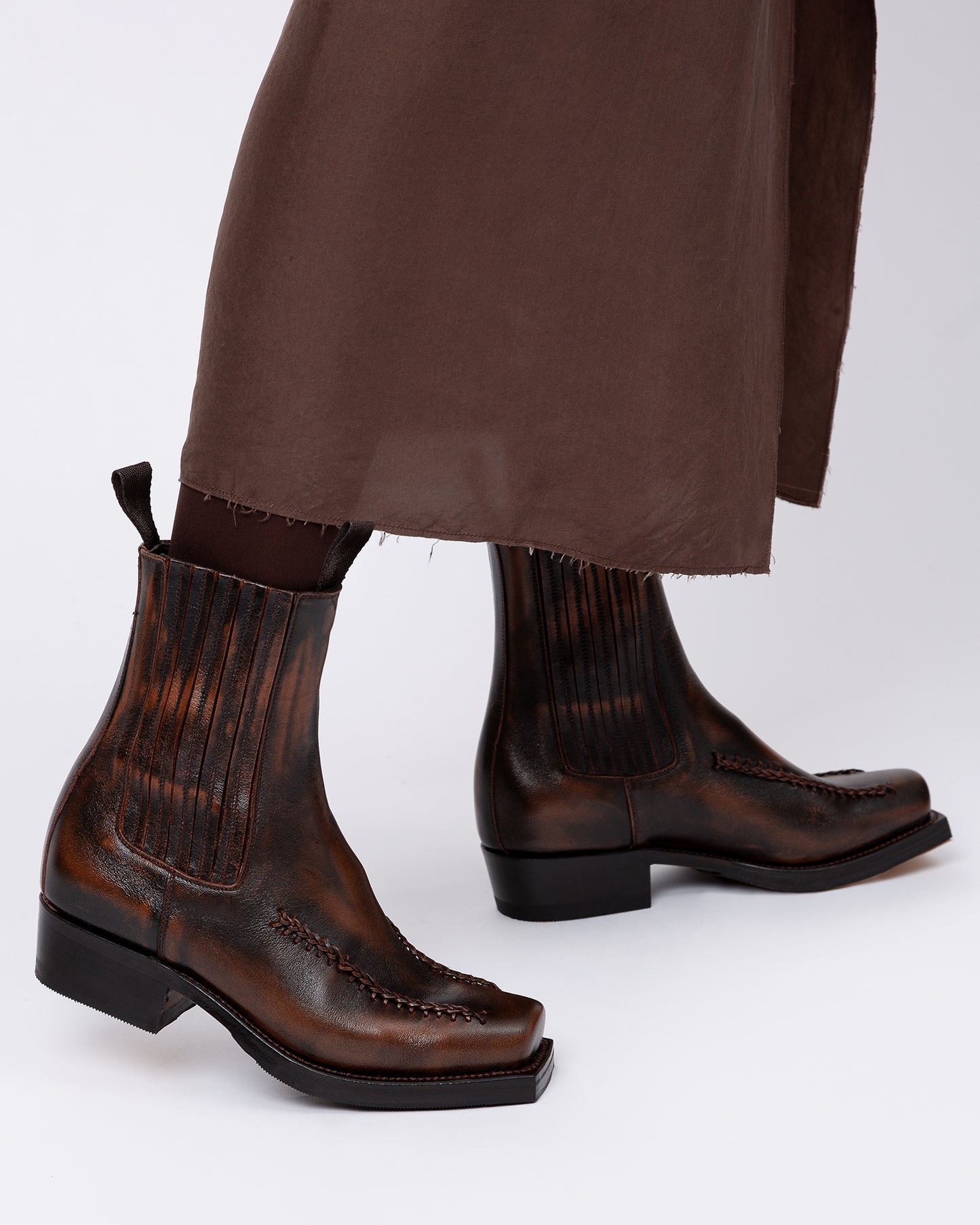 AGULLA - Square-Toe Braided Detail Chelsea Boot