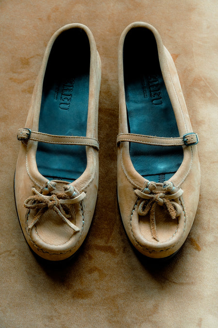 ROSES NOBUCK - Bound Moccasin Mary Jane