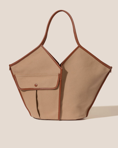 DUNA - Leather-trimmed Organic Cotton Tote Bag