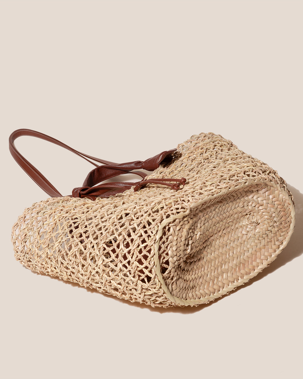 FONOL BASKET - Leather-Trimmed Handwoven Basket