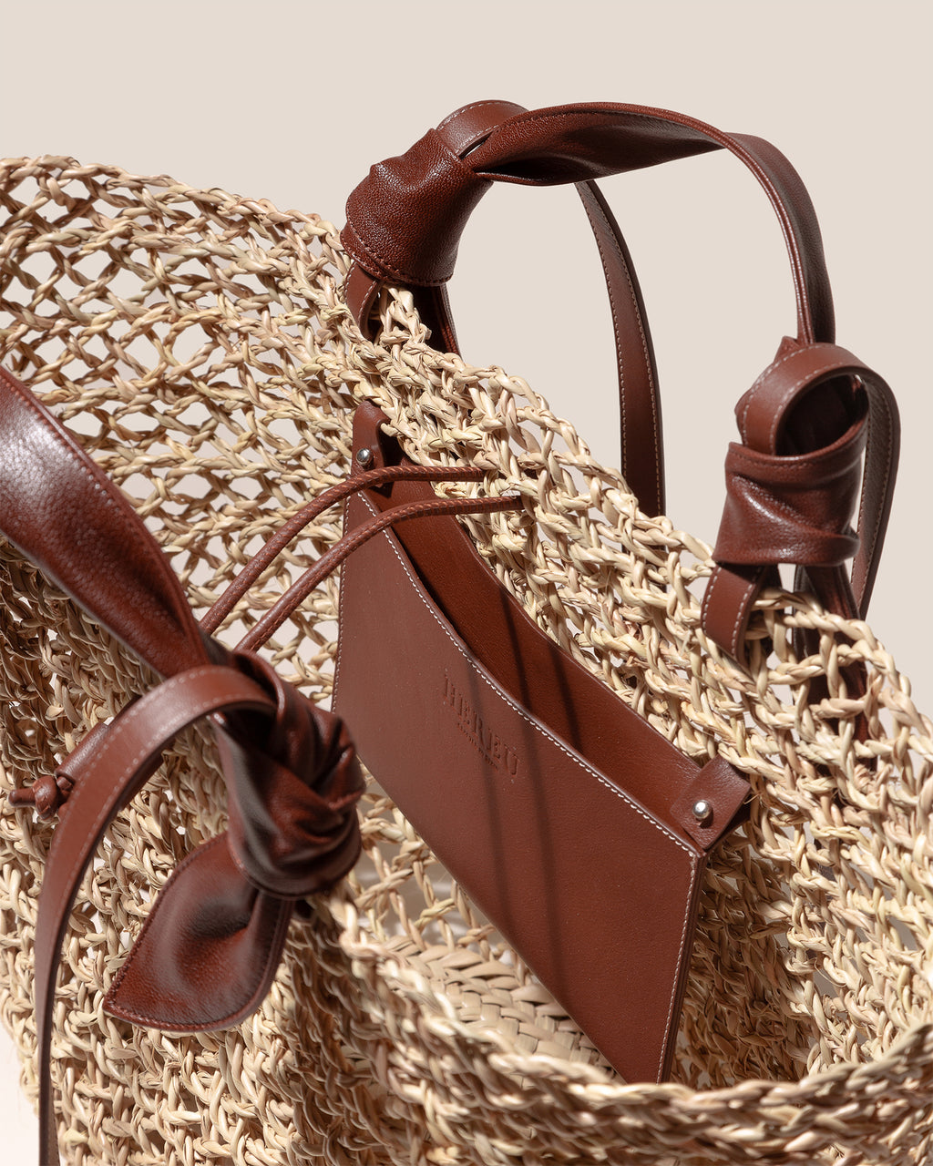 FONOL BASKET - Leather-Trimmed Handwoven Basket