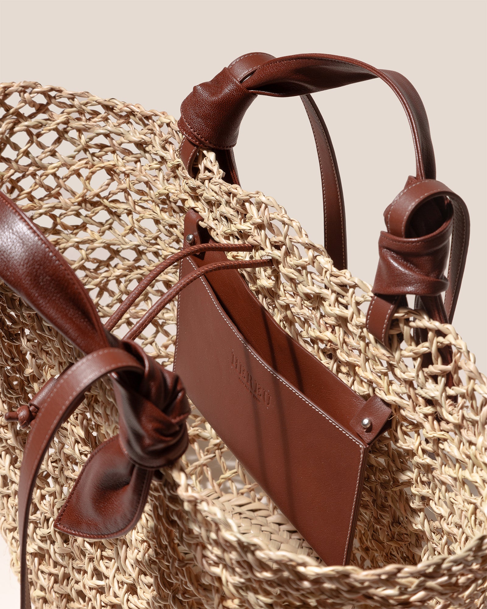 FONOL BASKET - Leather-Trimmed Handwoven Basket