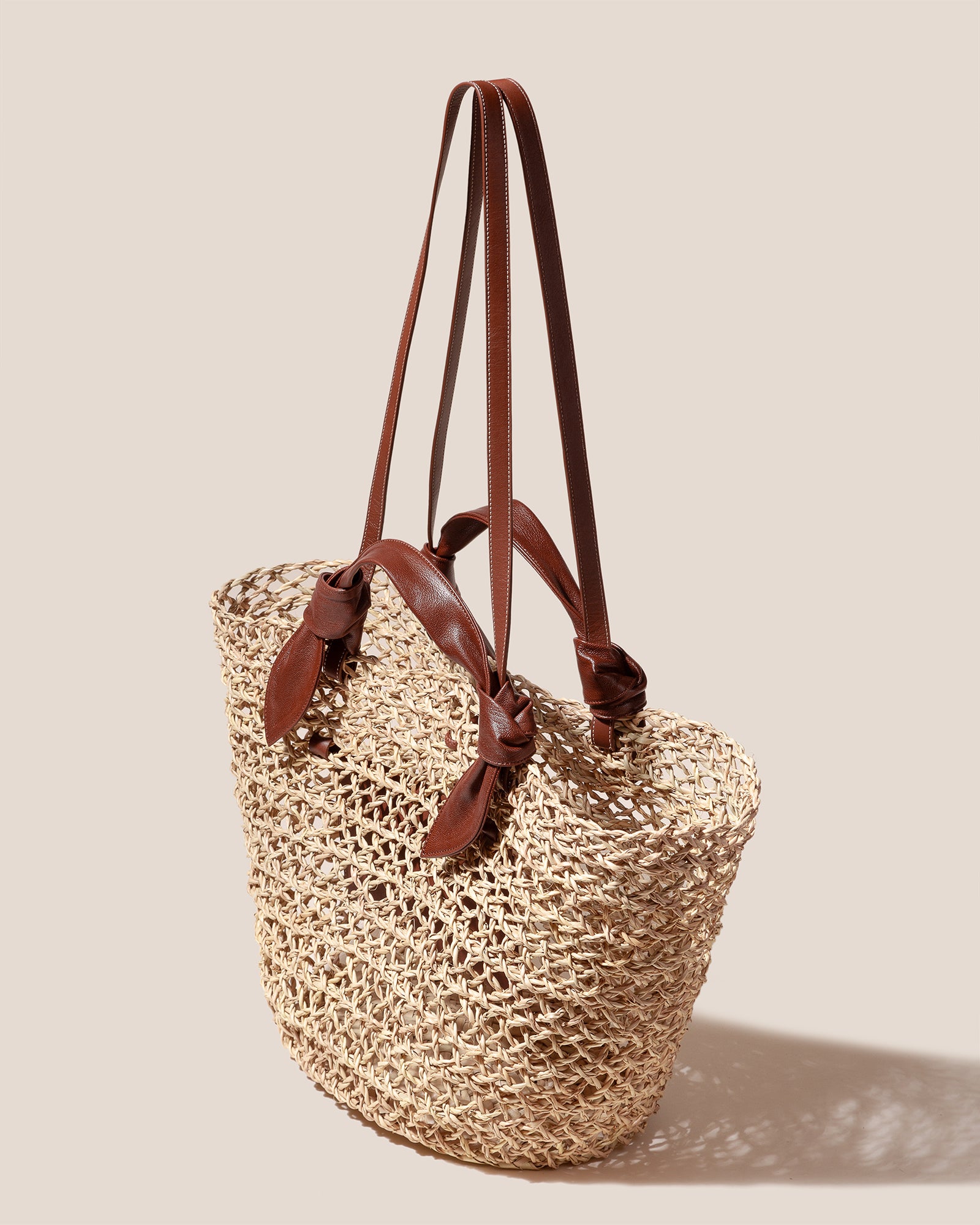 FONOL BASKET - Leather-Trimmed Handwoven Basket