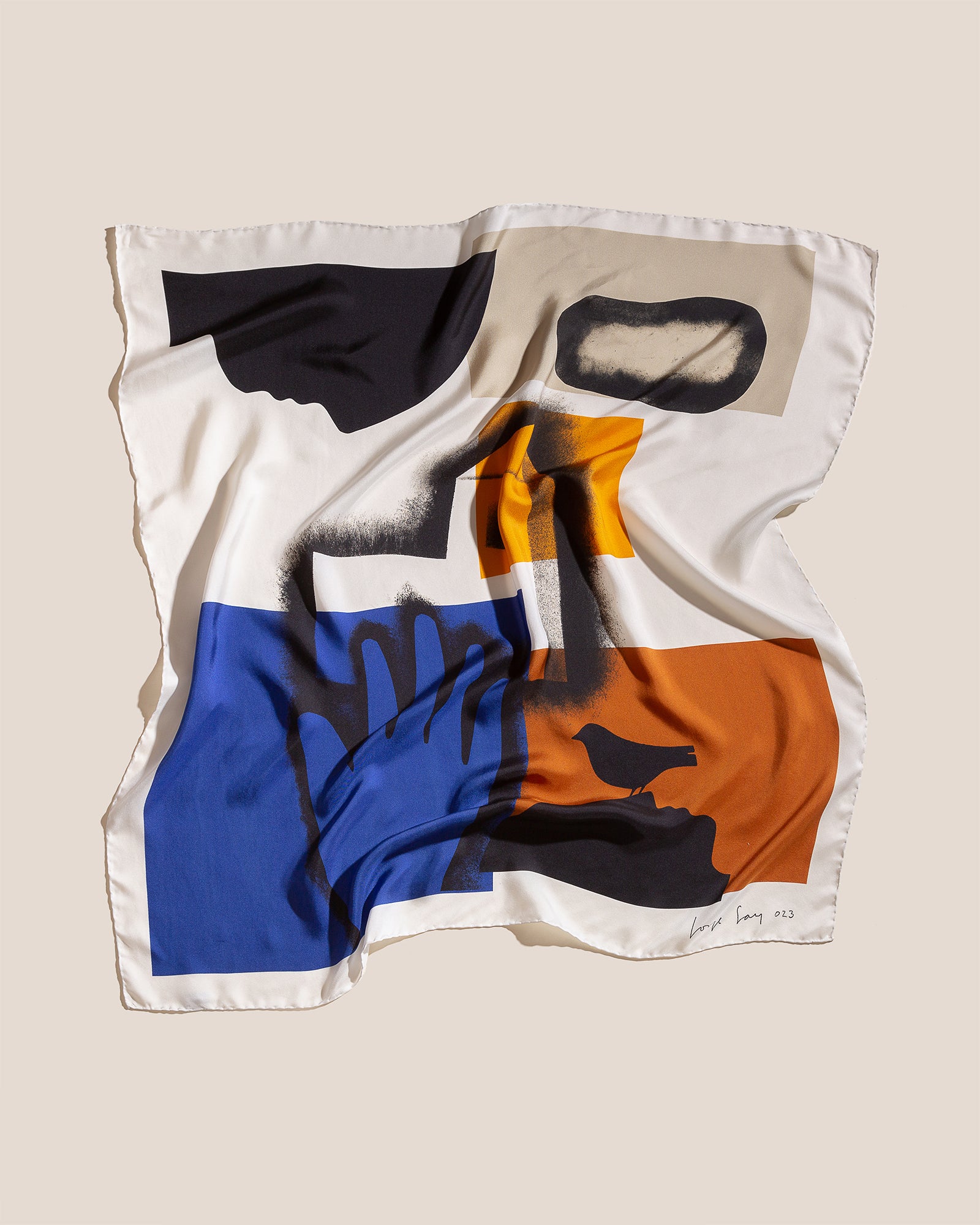 "Los Fugaces Párpados" Handkerchief - Limited Edition Silk Handkerchief of Artwork by Jorge Gay