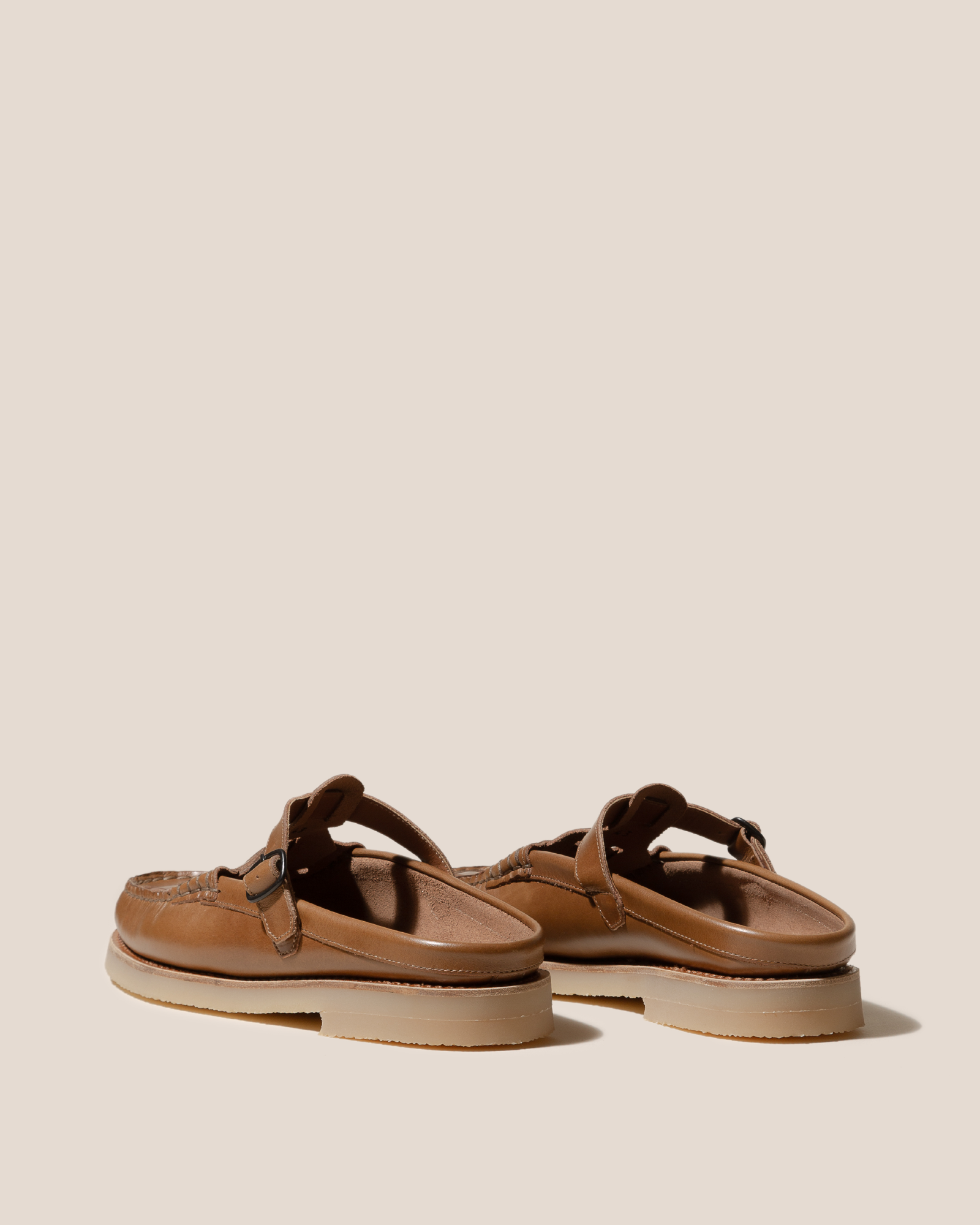 FERRIOL MULE RUBBER VEG TAN - Men's Woven T-bar Mule Loafer