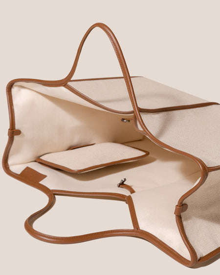 CALELLA SQUARED - Leather-trimmed Tote Bag
