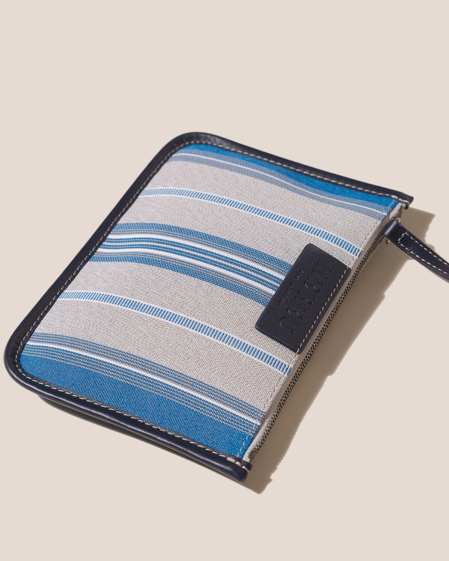 CALELLA SQUARED STRIPES - Leather-trimmed Tote Bag