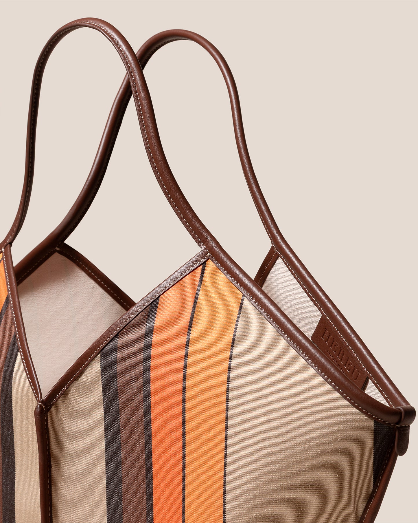 CALELLA STRIPED - Leather-trimmed Tote Bag