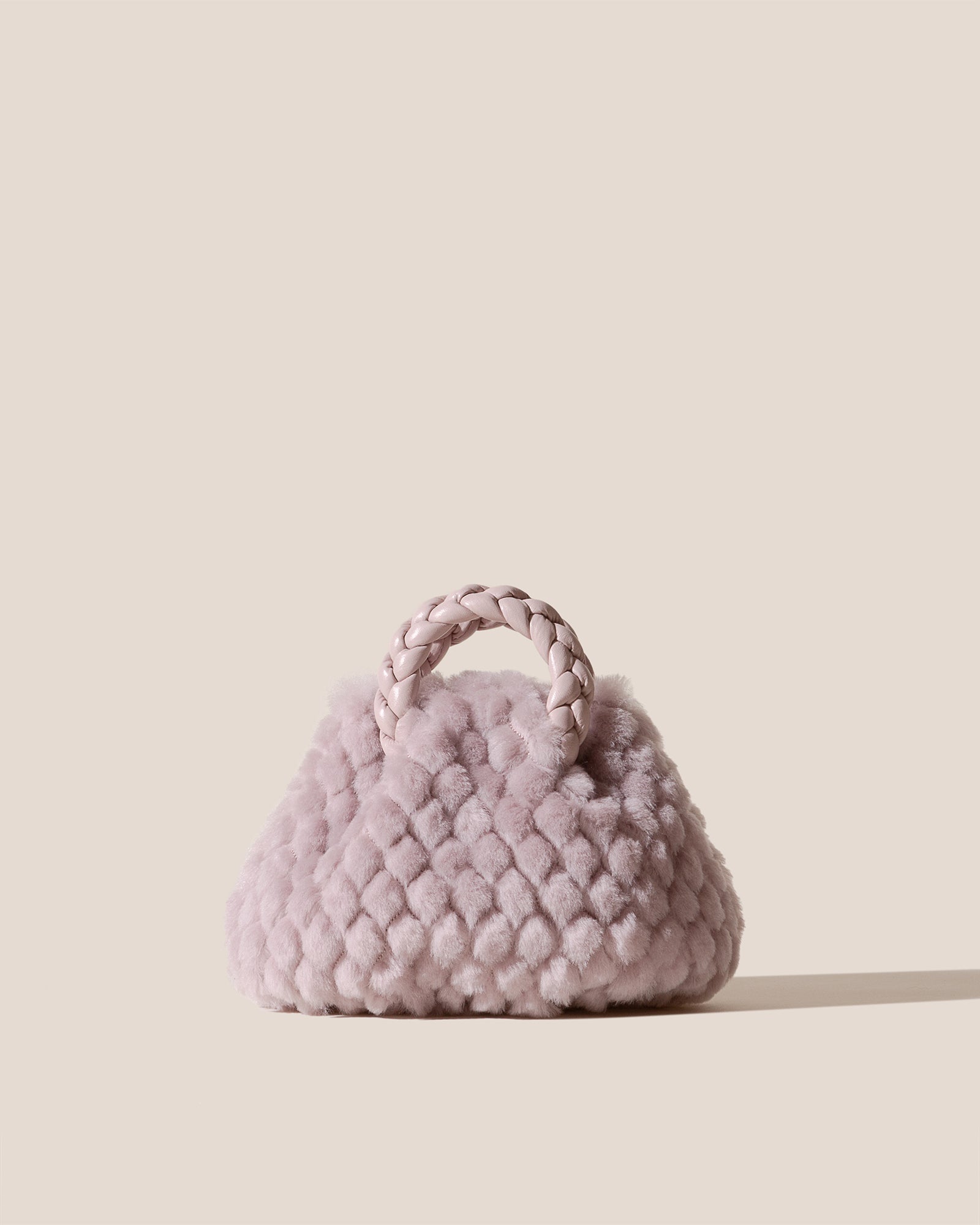 BOMBON QUILTED SHEARLING - Plaited-handle Shearling Handbag