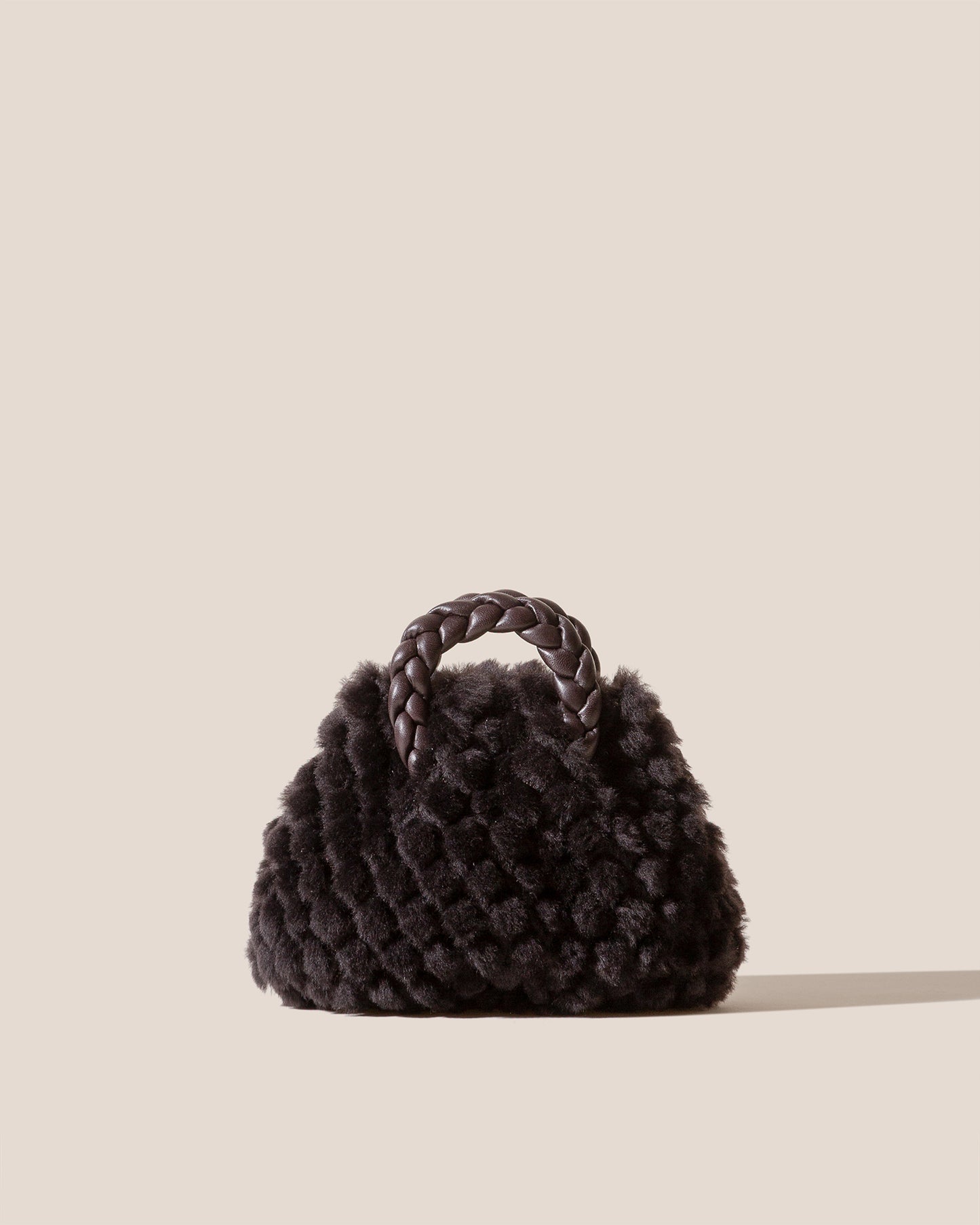 BOMBON QUILTED SHEARLING - Plaited-handle Leather Handbag