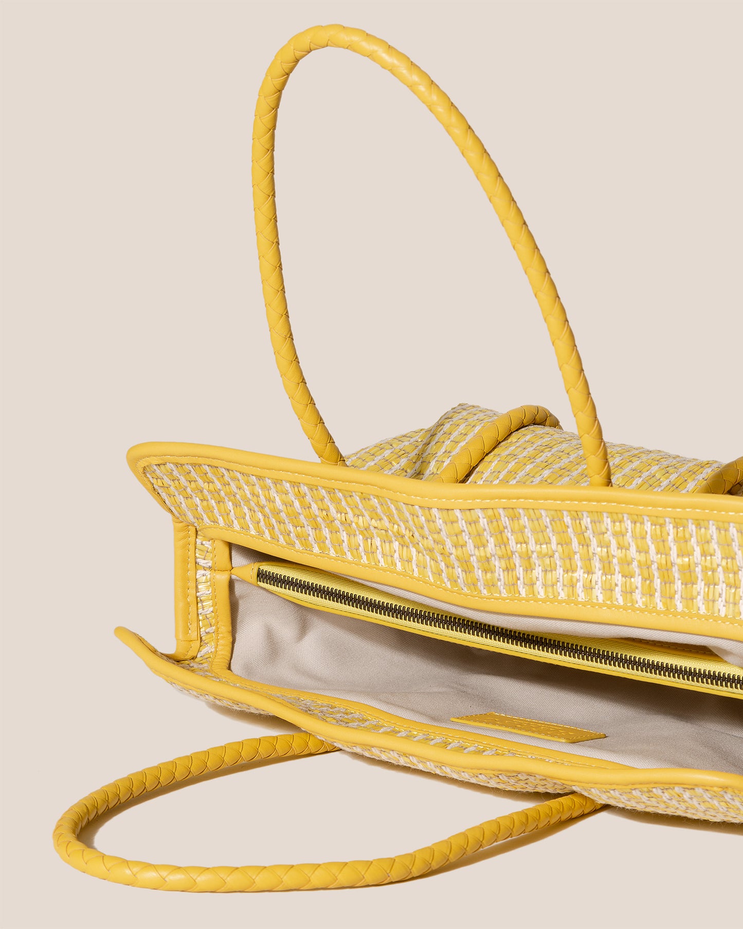 FORNA STRIPED RAFFIA - Leather Framed Shoulder Bag