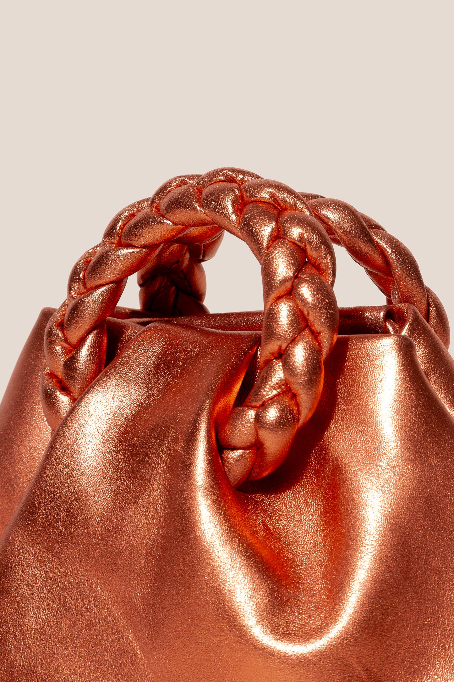 BOMBON METALLIC - Small Plaited-handle Leather Crossbody Bag