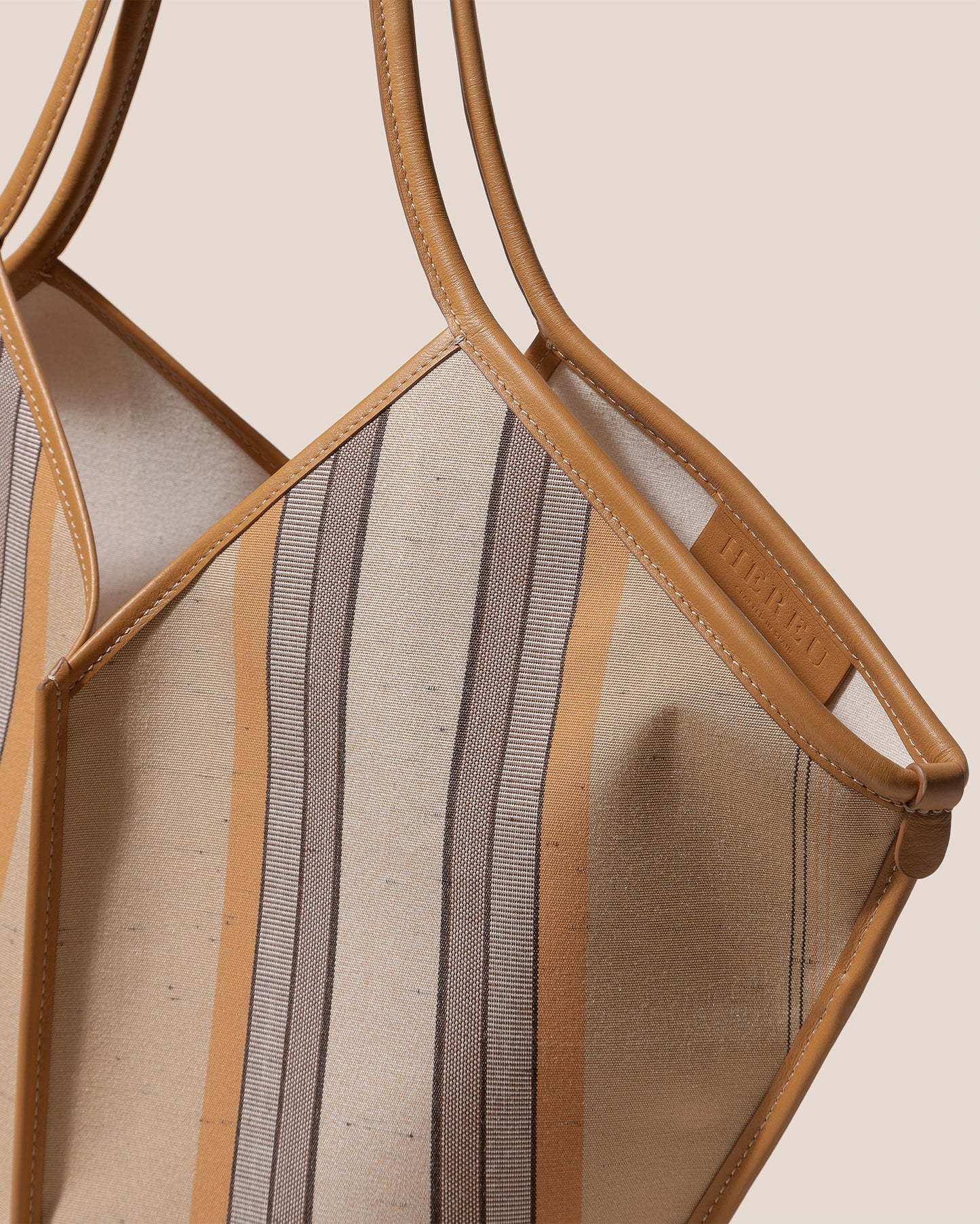 CALELLA STRIPED - Leather-trimmed Tote Bag