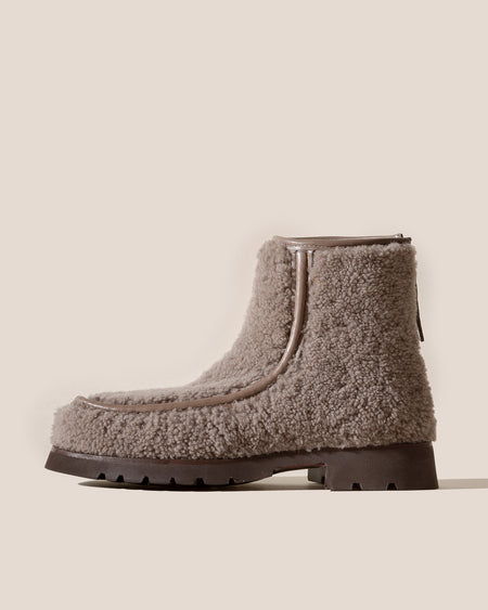 ARMENTA LOW ZIPPED CURLY SHEARLING - Back Zip Low-calf Boot