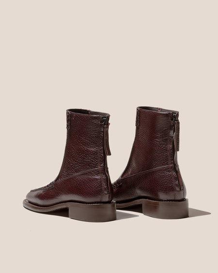 QUADRA GRAINY - Square-Toe Low Calf Zipped Boot