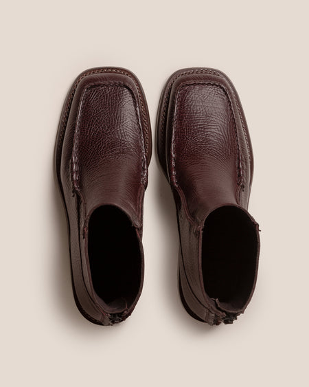 QUADRA GRAINY - Square-Toe Low Calf Zipped Boot