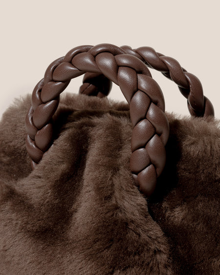 BOMBON SHEARLING - Plaited-handle Leather Handbag