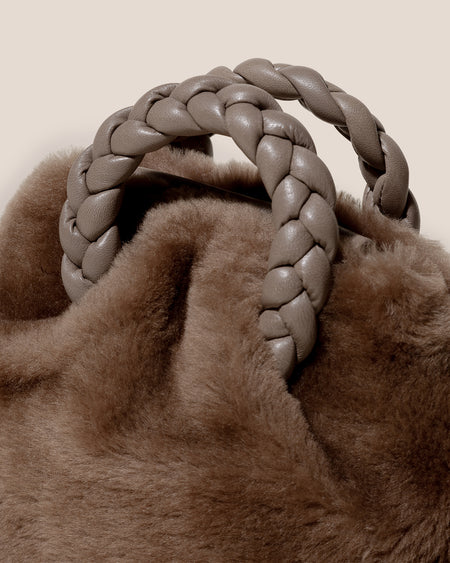 BOMBON SHEARLING - Plaited-handle Leather Handbag