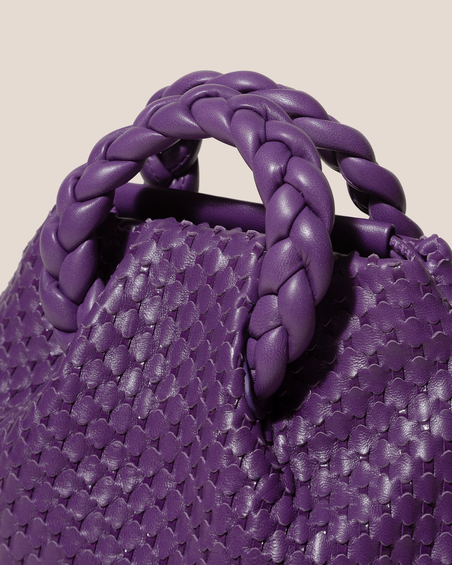 BOMBON WOVEN - Small Plaited-handle Leather Crossbody Bag