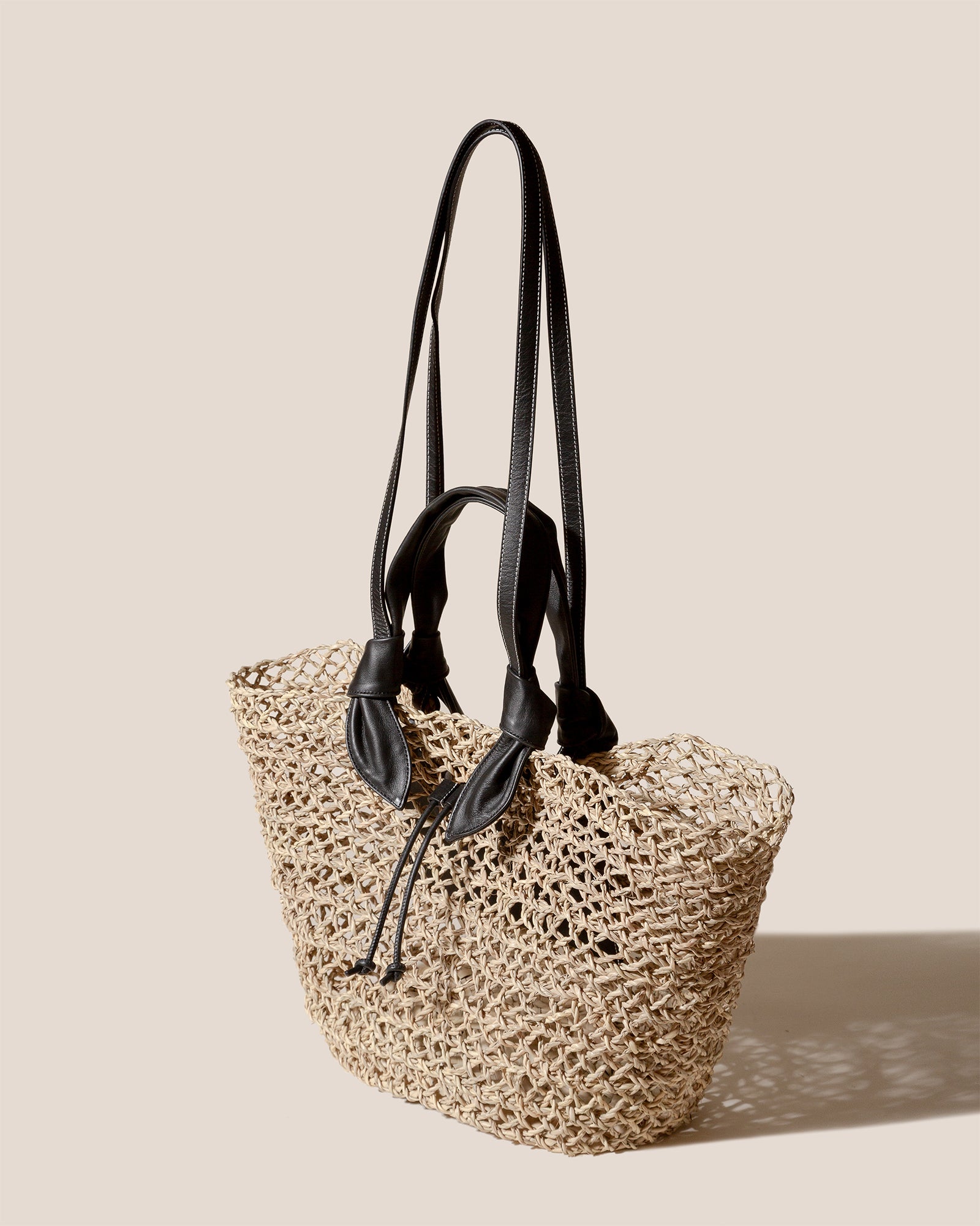 FONOL BASKET - Leather-Trimmed Handwoven Basket