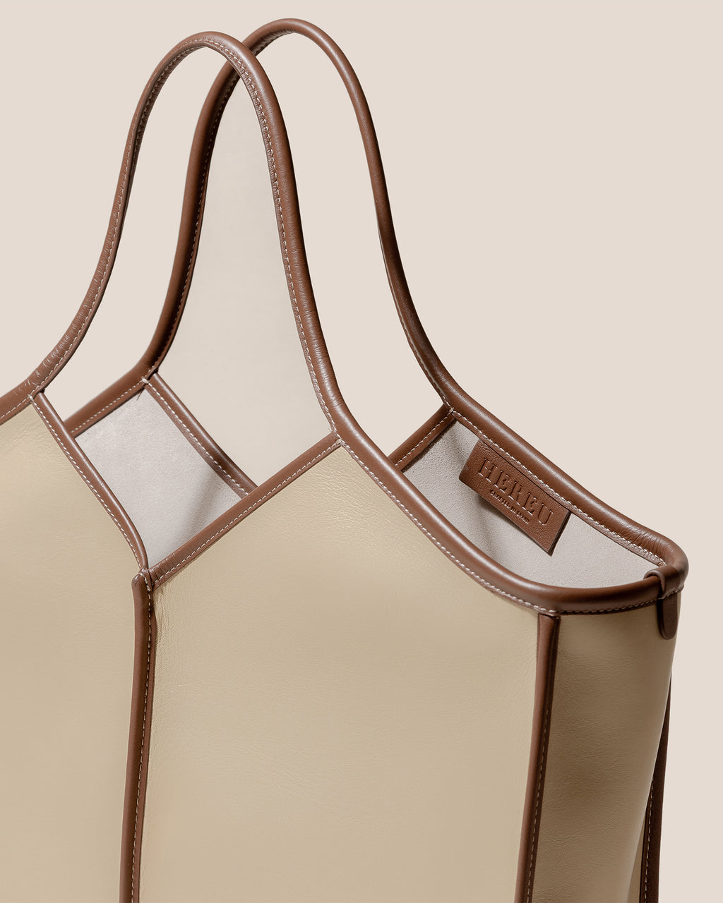 CALELLA SQUARED MEDIUM LEATHER - Leather-trimmed Tote Bag