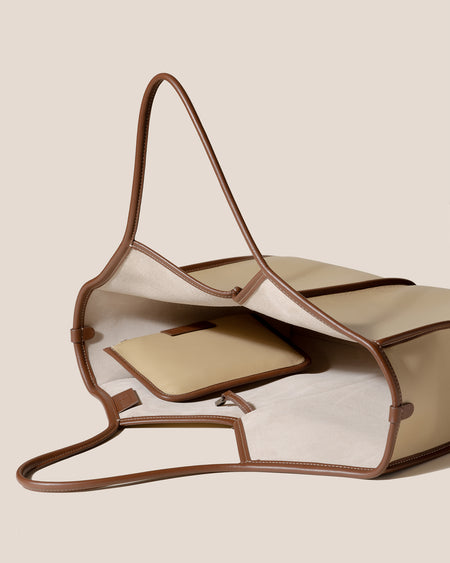 CALELLA SQUARED MEDIUM LEATHER - Leather-trimmed Tote Bag