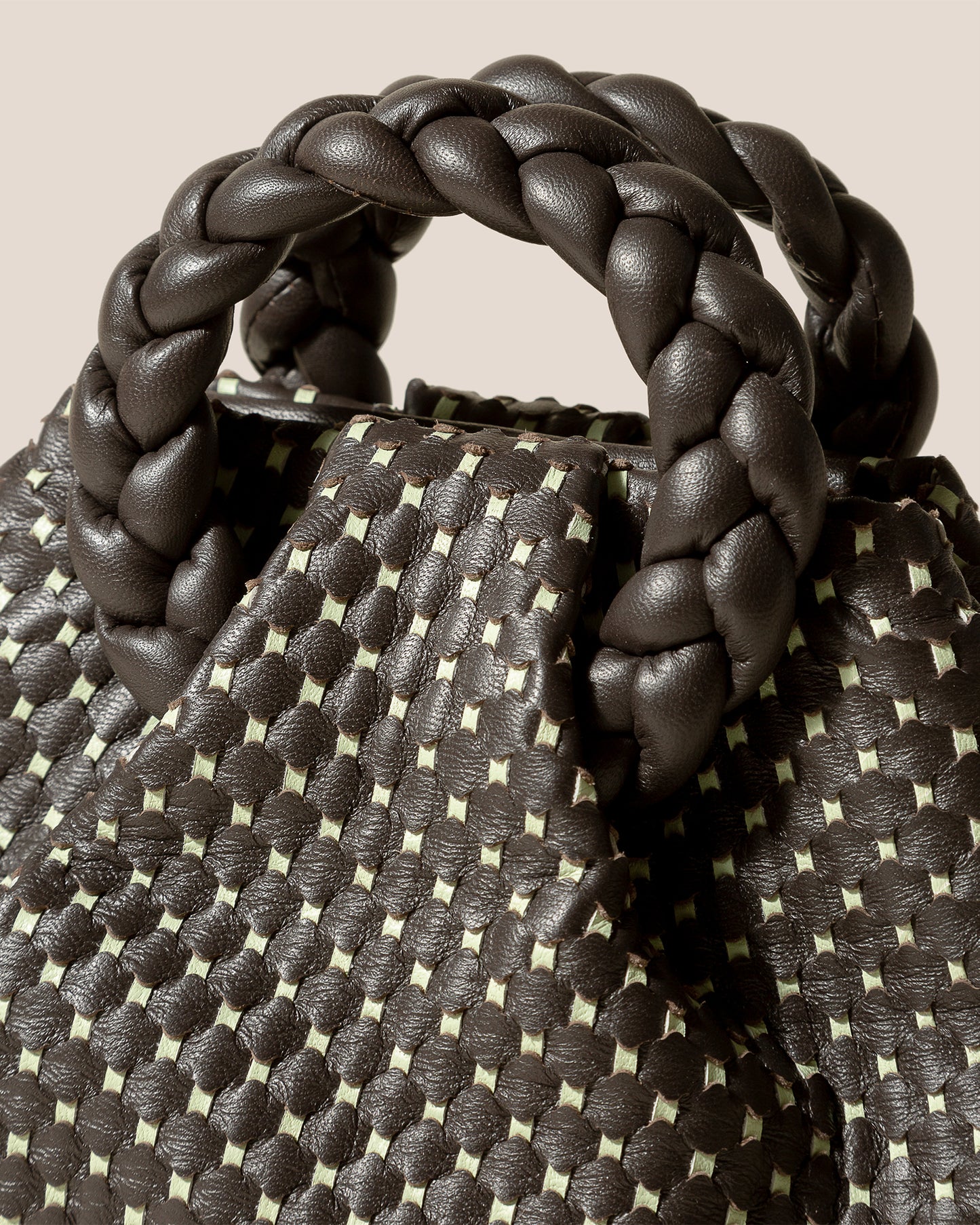 BOMBON WOVEN - Small Plaited-handle Leather Crossbody Bag
