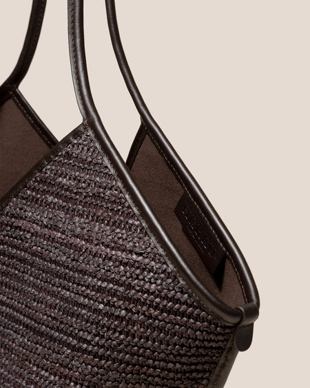 CALELLA RAFFIA - Leather-trimmed Tote Bag