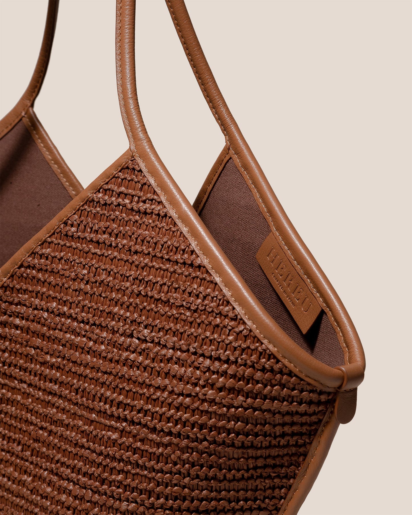 CALELLA RAFFIA - Leather-trimmed Tote Bag