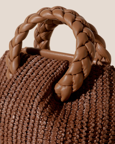 BOMBON M RAFFIA - Medium Plaited-handle Raffia Handbag