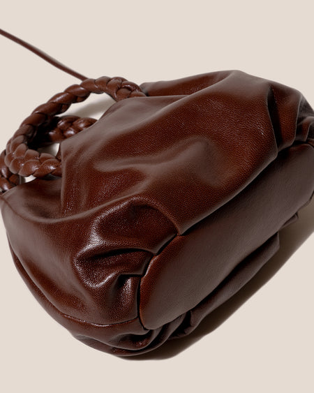 BOMBON M SUPPLE SHINY - Medium Plaited-handle Leather Handbag