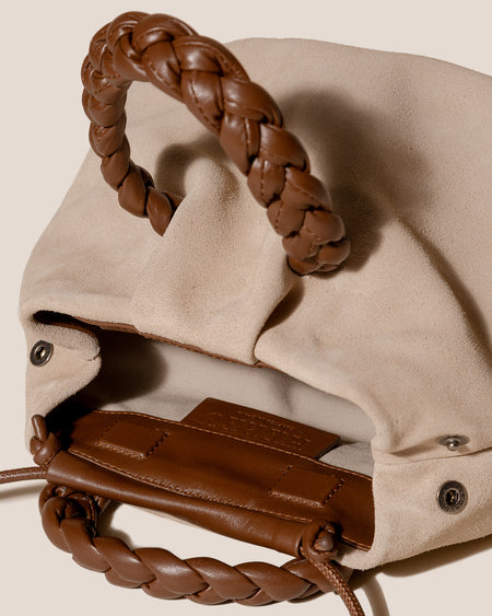BOMBON M SUEDE - Medium Plaited-handle Leather Handbag