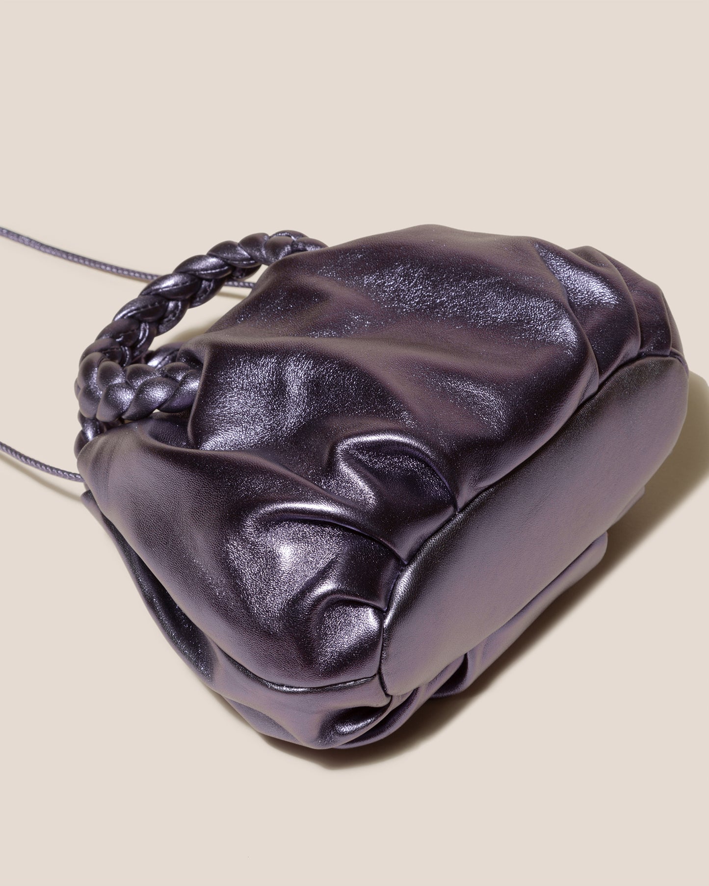 BOMBON METALLIC - Small Plaited-handle Leather Crossbody Bag
