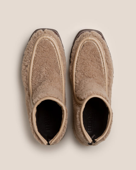 ARMENTA LOW ZIPPED CURLY SHEARLING - Back Zip Low-calf Boot