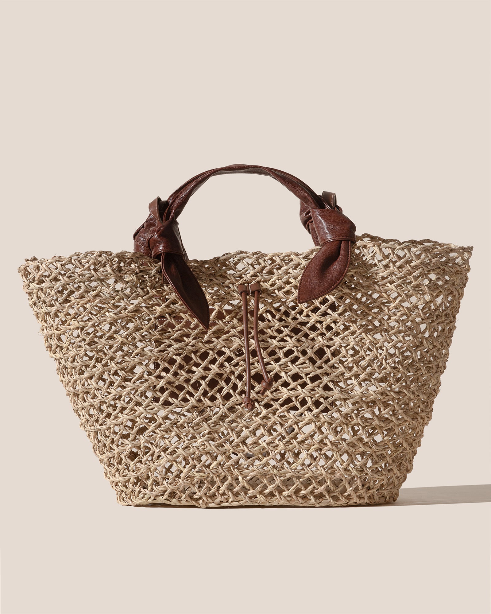 FONOL BASKET - Leather-Trimmed Handwoven Basket