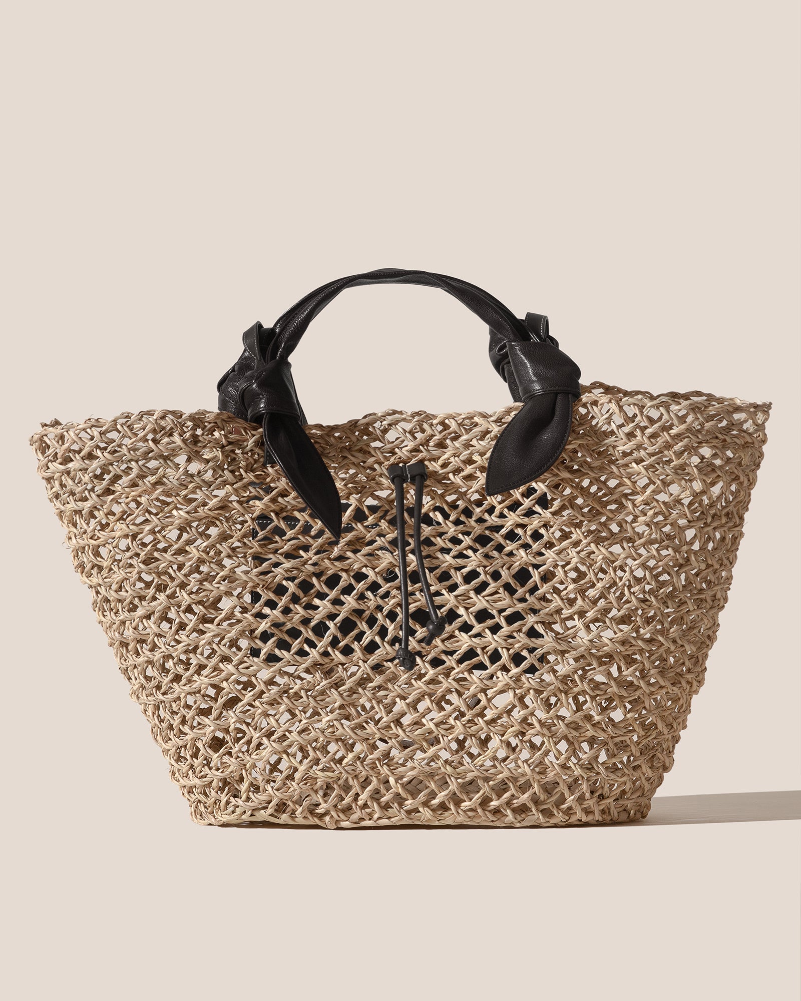 FONOL BASKET - Leather-Trimmed Handwoven Basket