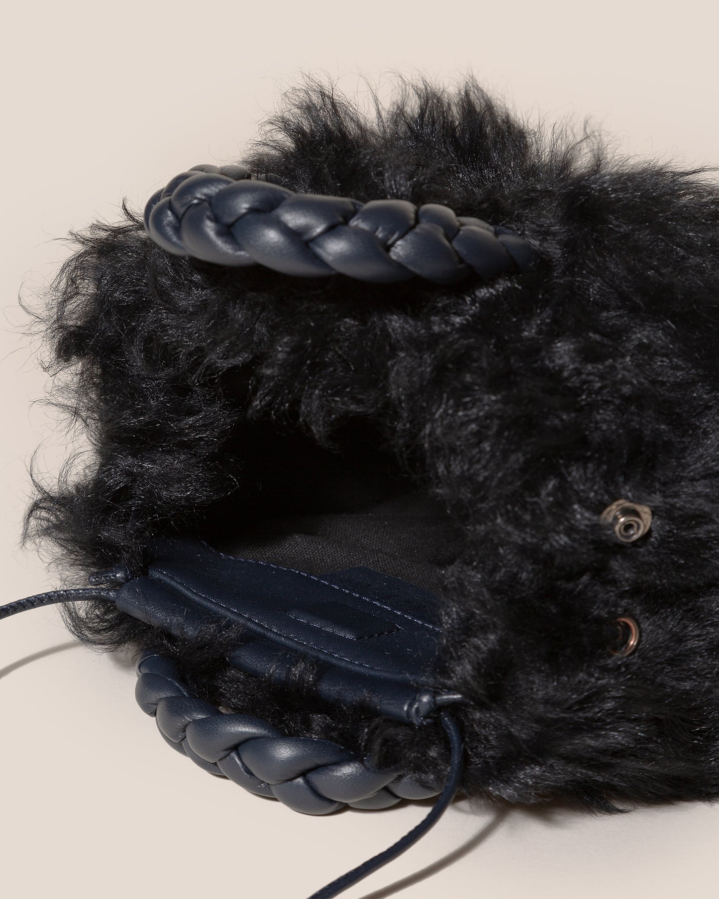 BOMBON LONG HAIR SHEARLING - Small Plaited-handle Crossbody Bag